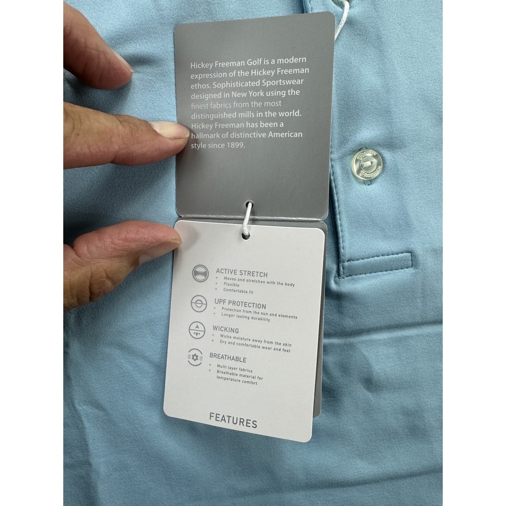 Hickey Freeman Mens Golf Polo Shirt Sky Blue Size XL Stretch Wicking Performance - Picture 7 of 16
